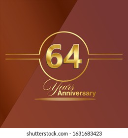 64 Year Anniversary Vector Template Design Illustration