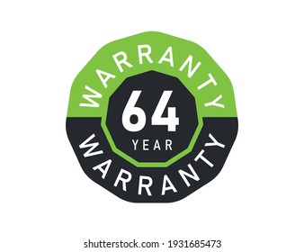 64 year warranty logo isolated on white background. 64 years warranty image