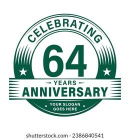 64 years anniversary celebration design template. 64th logo vector illustrations.