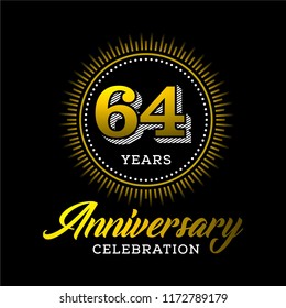 64 years anniversary celebration gold logo