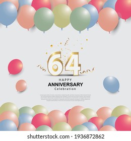 64 years anniversary celebration logo vector template design illustration