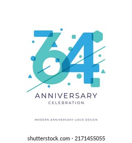 64 years anniversary celebration logo design template vector