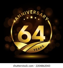 64 years anniversary, Anniversary celebration logo design. vector template illustration