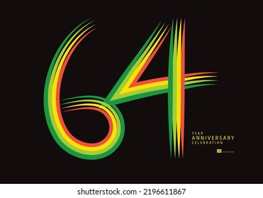 64 years anniversary celebration logotype colorful line vector, 64th birthday logo, 64 number design, Banner template, logo number elements for invitation card, poster, t-shirt.