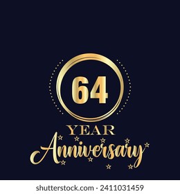 64 years anniversary celebration logotype with elegant modern number gold color for celebration