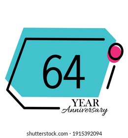 64 Years Anniversary Celebration Number Vector Template Design Illustration