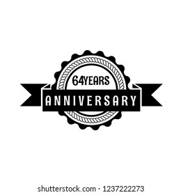 64 years anniversary celebration simple emblem, label, badge, logo,seal,sticker. vintage logo, 64 year sign, jubilee, greeting card