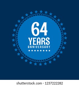 64 years anniversary celebration simple emblem, label, badge, logo,seal,sticker. vintage logo, 64 year sign, jubilee, greeting card