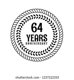 64 years anniversary celebration simple emblem, label, badge, logo,seal,sticker. vintage logo, 64 year sign, jubilee, greeting card