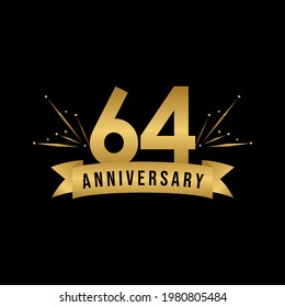 64 years anniversary celebration template for social media post, flyer, banner, poster, greeting cards, or print. Vector Eps10