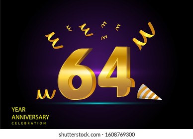 64 Years Anniversary Celebration Vector Template Design Illustration