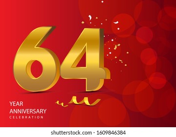 64 Years Anniversary Celebration Vector Template Design Illustration