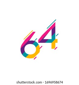 64 Years Anniversary Celebration Vector Template Design Illustration