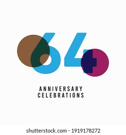 64 Years Anniversary Celebration Vector Template Design Illustration