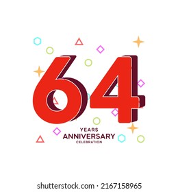 64 Years Anniversary Celebration Vector Template Design Illustration