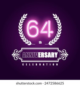 64 years anniversary celebration vector template design illustration