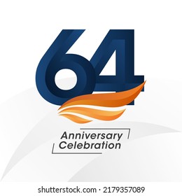 64 Jahre Jubiläumsdesign-Vorlage. Vektorgrafik