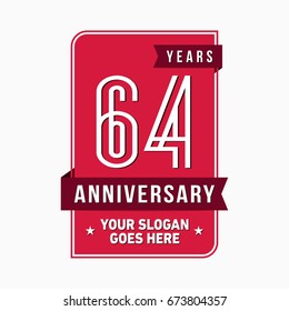 64 years anniversary design template. Vector and illustration.