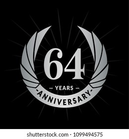 64 years anniversary. Elegant anniversary design. 64 years logo.