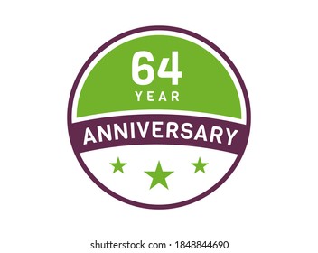 64 years anniversary image, 64 year Anniversary logo isolated on white background