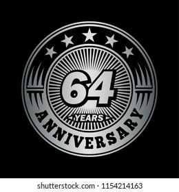 64 Years Anniversary Anniversary Logo Design Stock Vector (Royalty Free ...