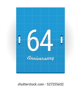 64 Years Anniversary Logo Designed like Flip Calendar