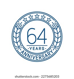 Logo-Vorlage für 64 Jahre. 64. Linie Kunstvektor und Illustration.