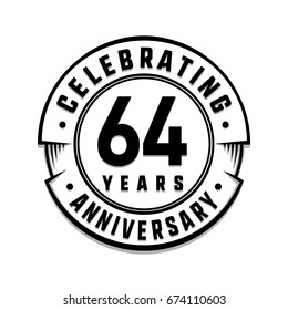 64 years anniversary logo template. Vector and illustration.