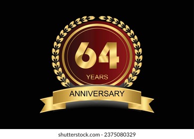 64 years anniversary vector icon, logo. Design element with modern graphic style.