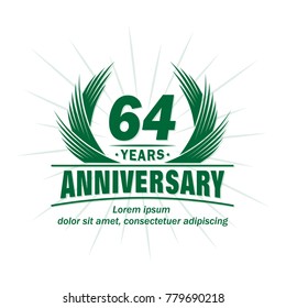 64 years design template. Anniversary vector and illustration template.