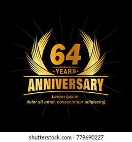 64 years design template. Anniversary vector and illustration template.