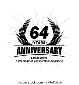 64 years design template. Anniversary vector and illustration template.