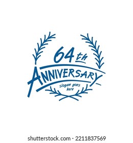 64 years design template. Vector and illustration. 64th years logo.