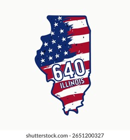 640 Illinois American Grunge padrão perfeito para adesivo, vestuário, etc