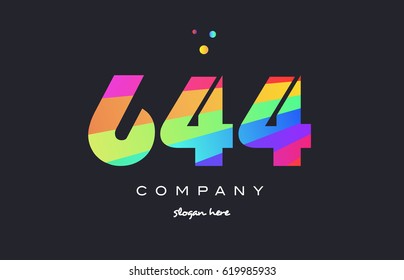 644 creative color green orange blue magenta pink number digit company logo vector icon spectrum