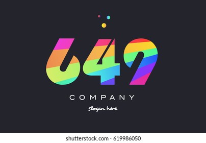 649 creative color green orange blue magenta pink number digit company logo vector icon spectrum
