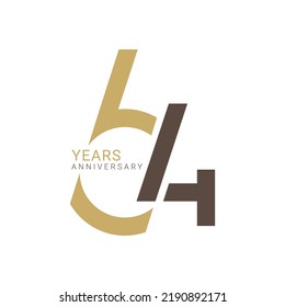 64th, 64 Years Anniversary Logo, number, Golden Color, Vector Template Design element for birthday, invitation, wedding, jubilee and greeting card illustration.