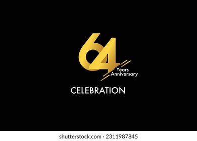 64th, 64 years, 64 year anniversary gold color on black background abstract style logotype. anniversary with gold color isolated on black background, vector design for celebration vector