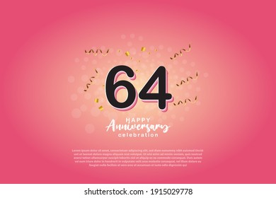 64th anniversary background with 3D number illustration
