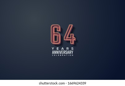 64th anniversary background with an illustration of a pink paint brush with white writing.