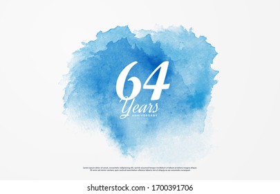 64th anniversary background with illustrations of white numbers and the writing below on a water color background.