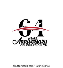 64th anniversary celebration design template for booklet with red and black colour , leaflet, magazine, brochure poster, web, invitation or greeting card. Vector illustration.
