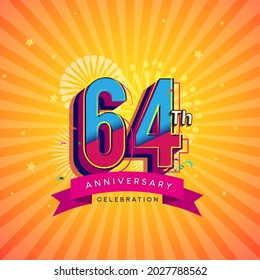 64th Anniversary Celebration With Fireworks And Celebration background.