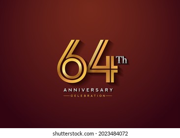 64th anniversary celebration logotype with linked number gold and silver color isolated on elegant color. vector anniversary for celebration, invitation card, and greeting card