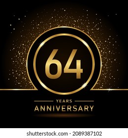 64th anniversary logo. Golden anniversary celebration logo design for booklet, leaflet, magazine, brochure poster, web, invitation or greeting card. ring vector illustrations.