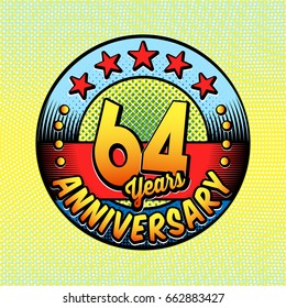 64th anniversary logo. Vector and illustrations. Comics anniversary logo.
