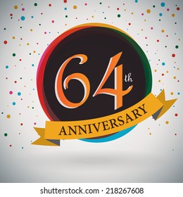 64th Anniversary poster / template design in retro style - Vector Background