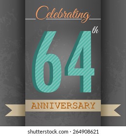 64th Anniversary poster / template design in retro style - Vector Background