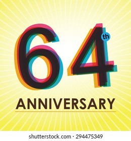 64th Anniversary poster / template design in retro style - Vector Background