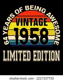 64th Birthday Vintage Legends Born In August 1958 64 Years Old Retro Birthday Ideas for Men Women